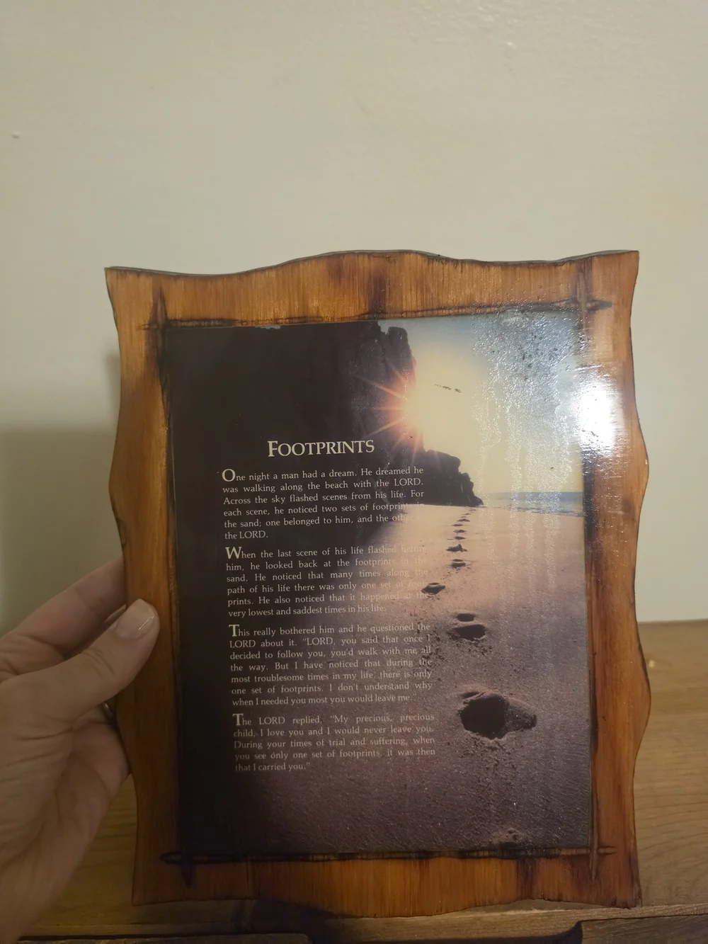 Wood Frame Footprints Wall Art Plaque in Brown